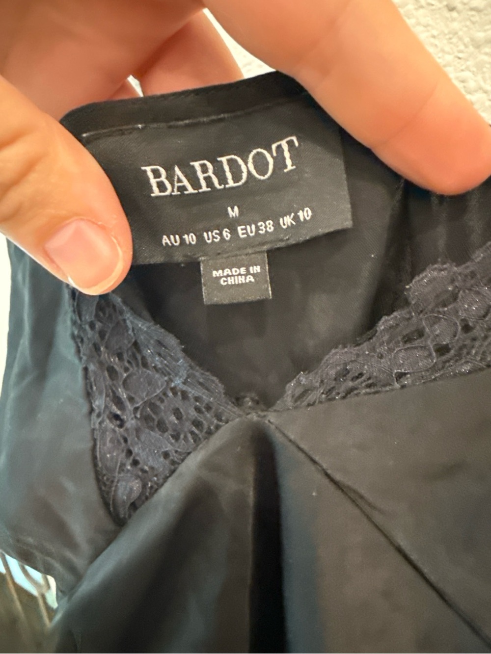 Bardot Black Lace Asymmetric Draped Maxi Slip Dress US 6 M - Picture 3 of 4